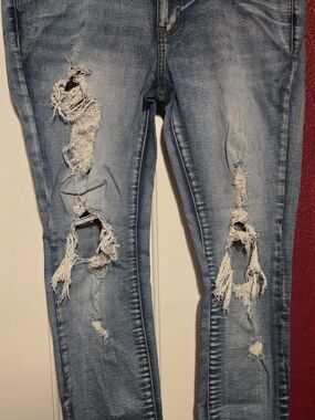 Fashion Nova Light Blue Ripped Skinny Jeans